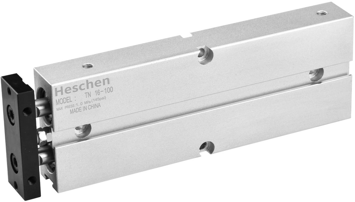 Dailygoods - Dailygoody - Pneumatische luchtcilinder - Dubbelwerkend - Aluminium - 16mm - Slag 100mm - Geschikt voor diverse toepassingen - Zilver