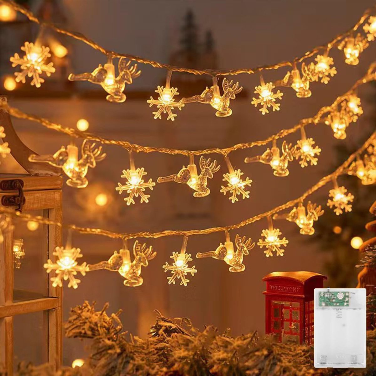 Dailygoods - 3M LED Sneeuwvlokken Lichtslinger met 20 Lampjes voor Kerstdecoratie