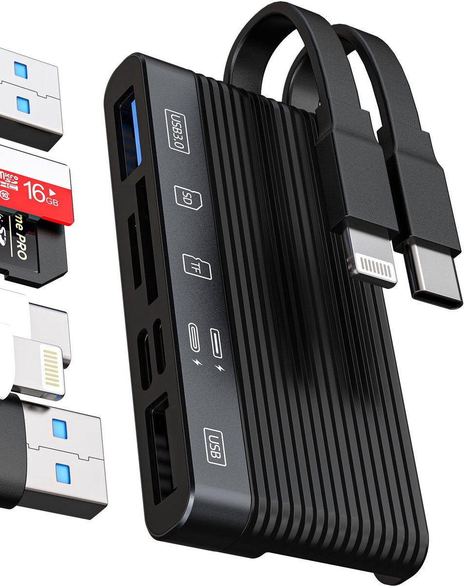 Dailygoods - 6-in-1 USB C en Lightning Adapter voor Gegevensoverdracht