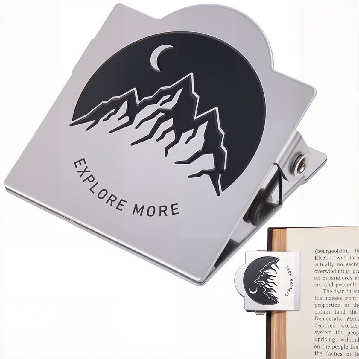 Dailygoods - Vintage Metalen Boek Clip met Berg Maan Patroon