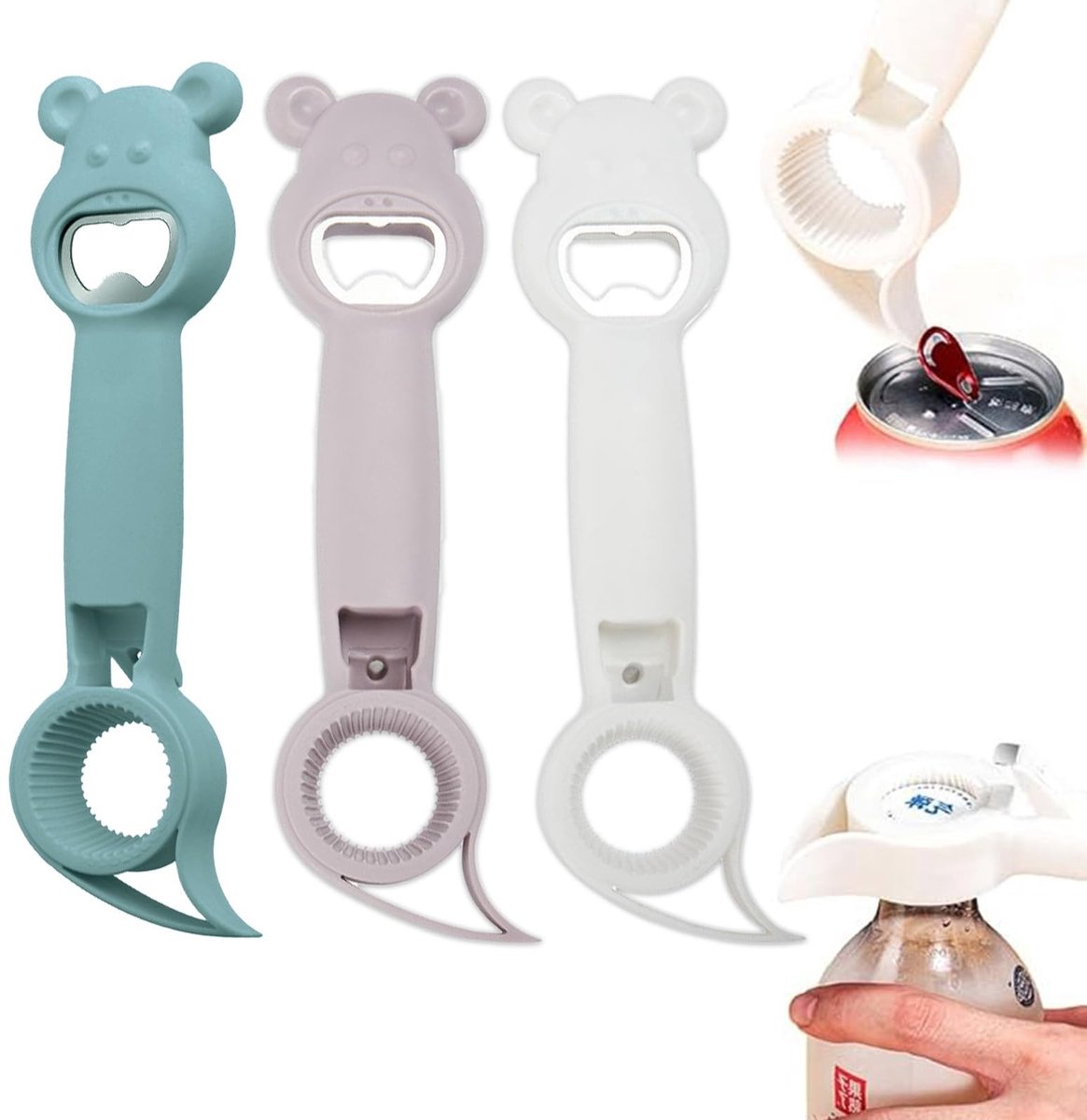 Dailygoods - Multifunctionele Flesopener Set van 3 voor Senioren