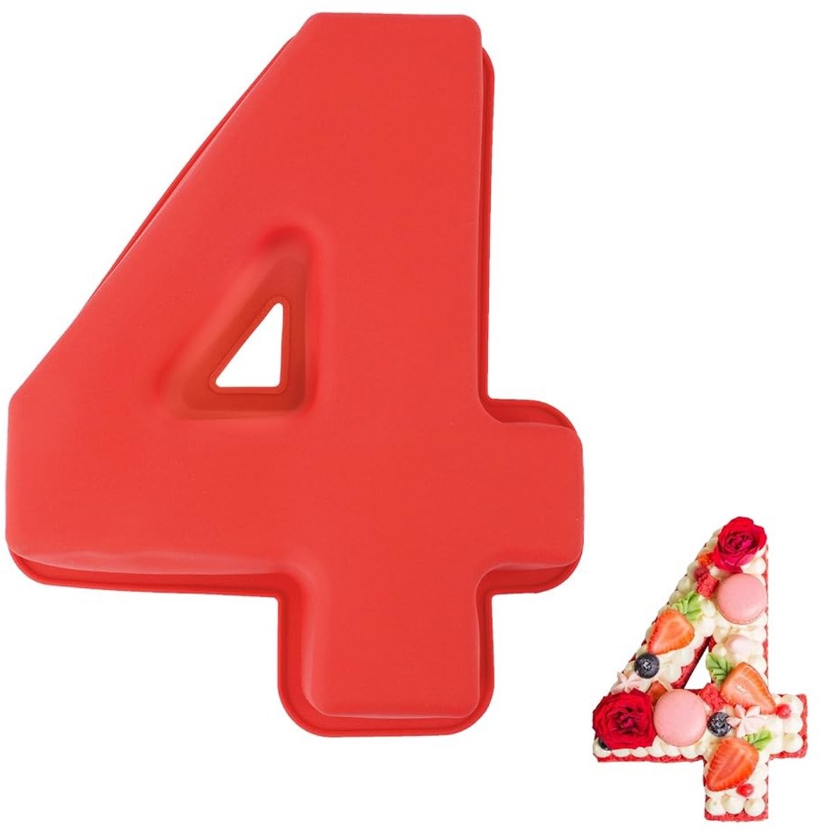 Dailygoods - Siliconen Cakevormen Nummer 4 voor Verjaardag en Bruiloft