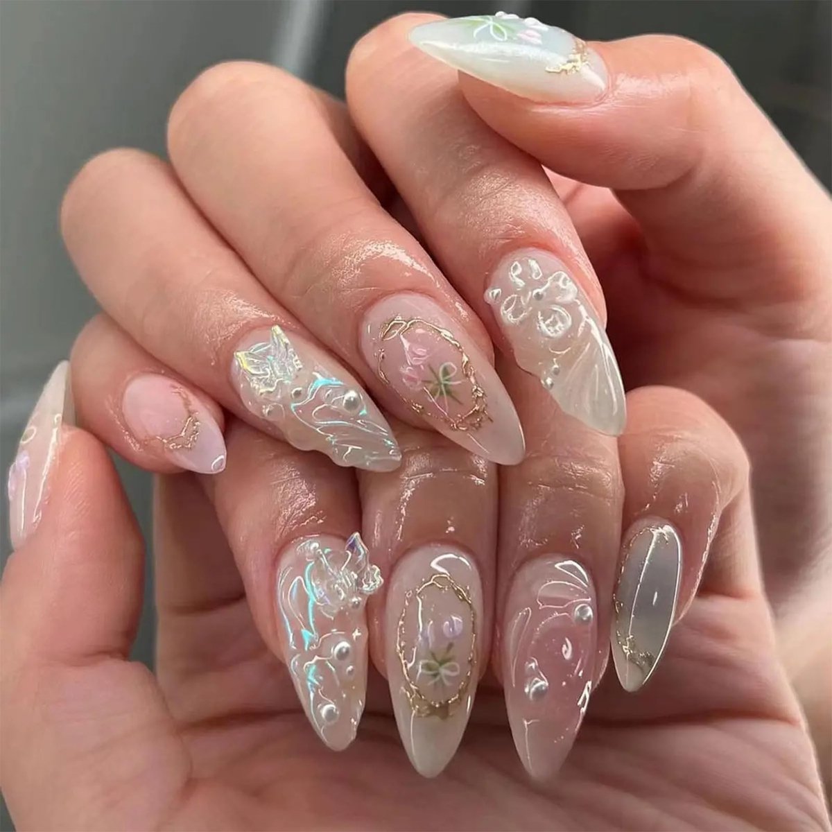 Dailygoods - Set van 24 3D Amandel Kunstnagels met Hangers