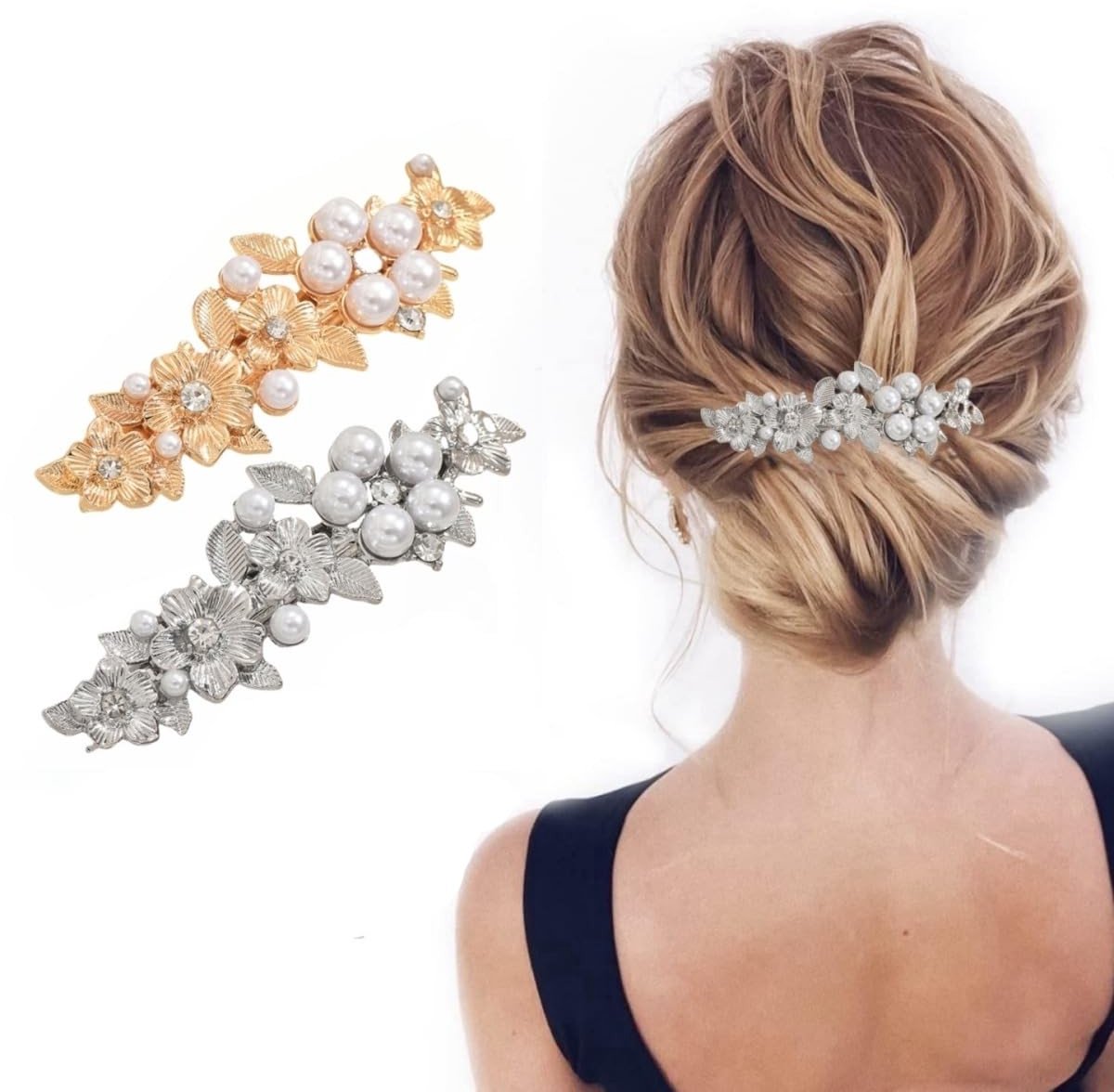 Dailygoods - Set van 2 Strass Bloem Haarspelden voor Bruidsaccessoires