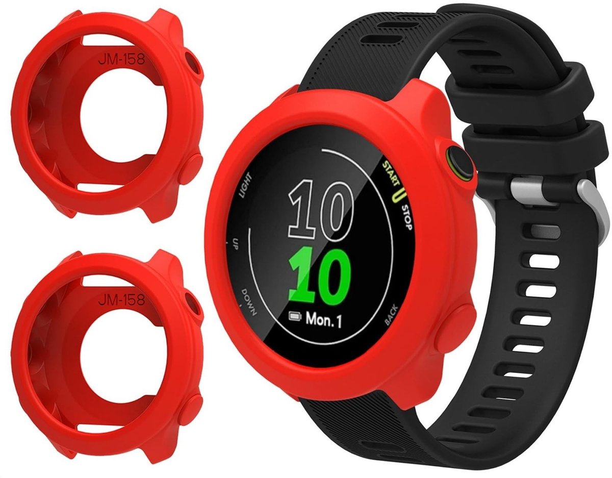 Dailygoods - 2 Stuks Siliconen Beschermhoezen voor Garmin Forerunner 55 - Rood