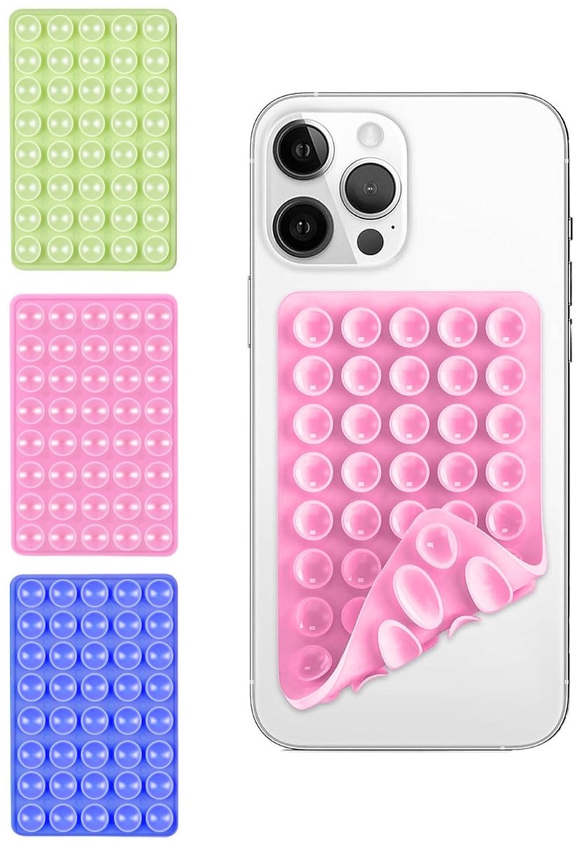 Dailygoods - Set van 3 Siliconen Zuignappen voor Telefoon met Antislip