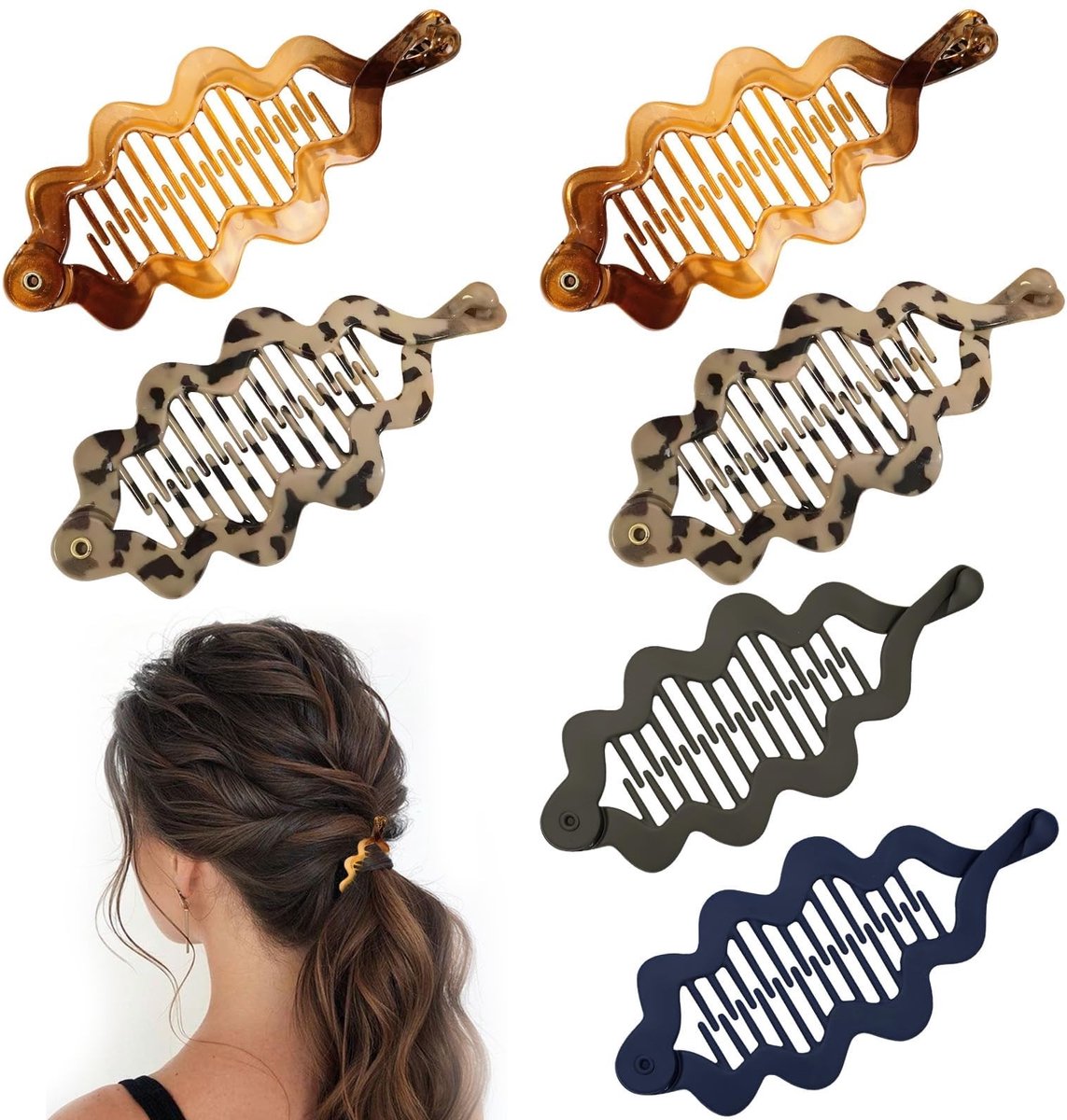 Dailygoods - Set van 6 Bananenklemmen van Hoogwaardig Acryl