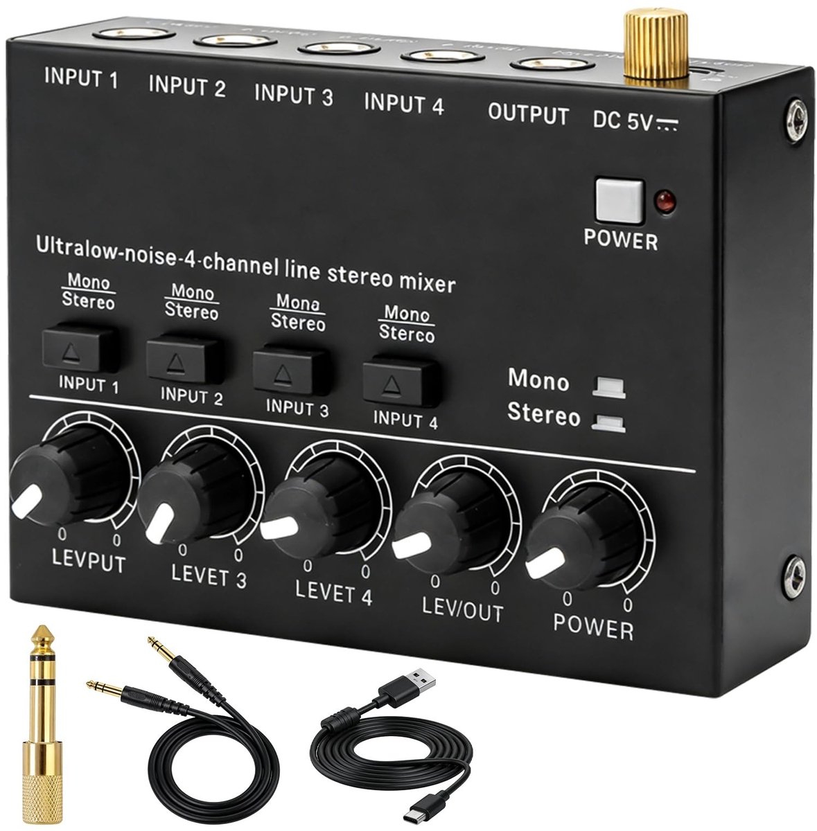 Dailygoods - Cosensi - 4-Kanaals Audiomixer met Volumeregeling