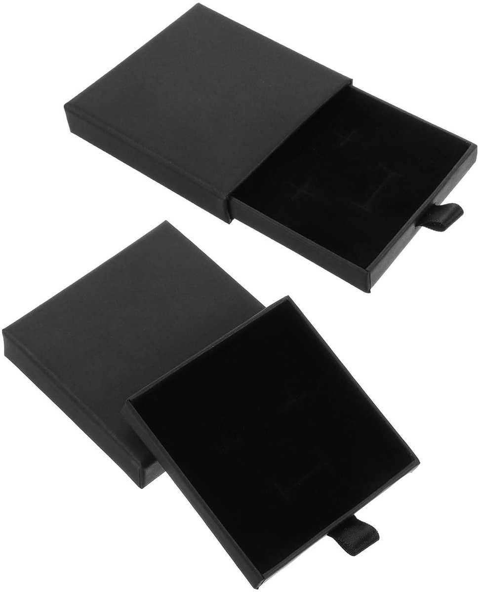 Dailygoods - Set van 2 Elegante Zwarte Sieradendozen voor Cadeauverpakking