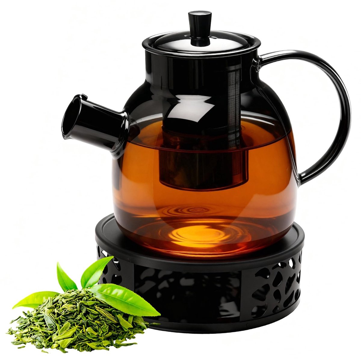 Dailygoods - Glazen Theepot met Stoofje en Afneembare Zeef voor Losse Thee