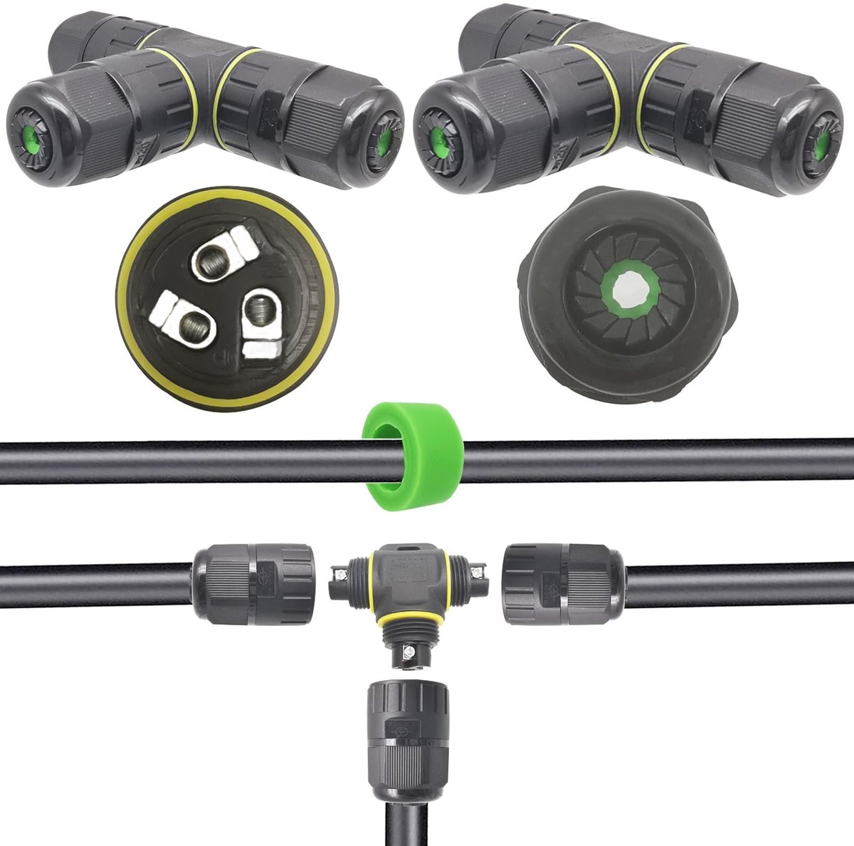 Cosensi - Dailygoody - Waterdichte kabelconnector - 3-polig - Eenvoudige installatie - IP68 - Buitentoepassingen - Voor kabels max Ø12 mm - 2 stuks