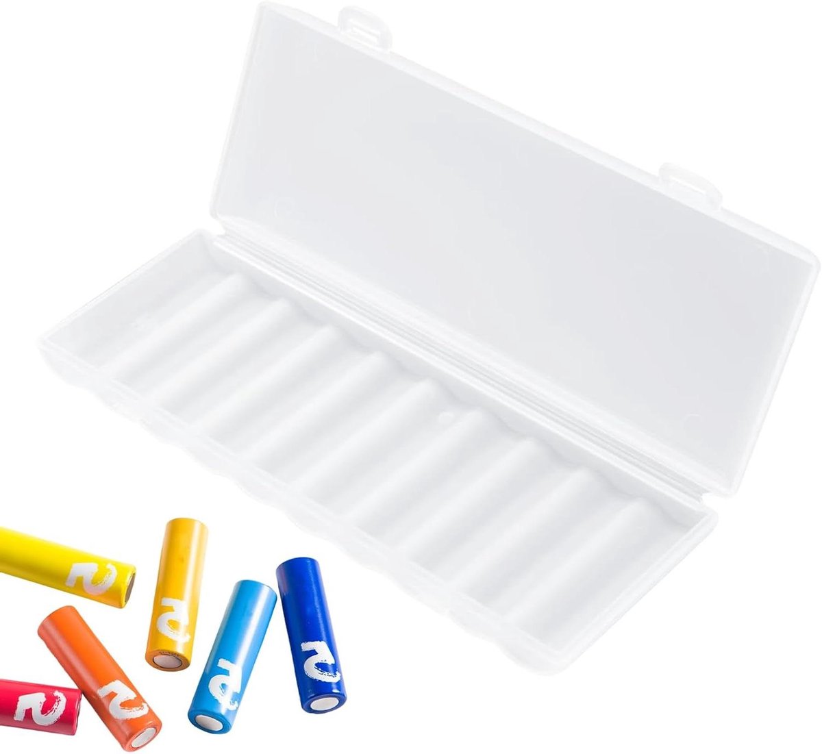 Batterij-organizer-doos: AA opbergdoos, draagbare duurzame container, veilig beschermend deksel, compact ontwerp, praktische batterijhouder voor 10 AA, gebruik op reis, huishouden