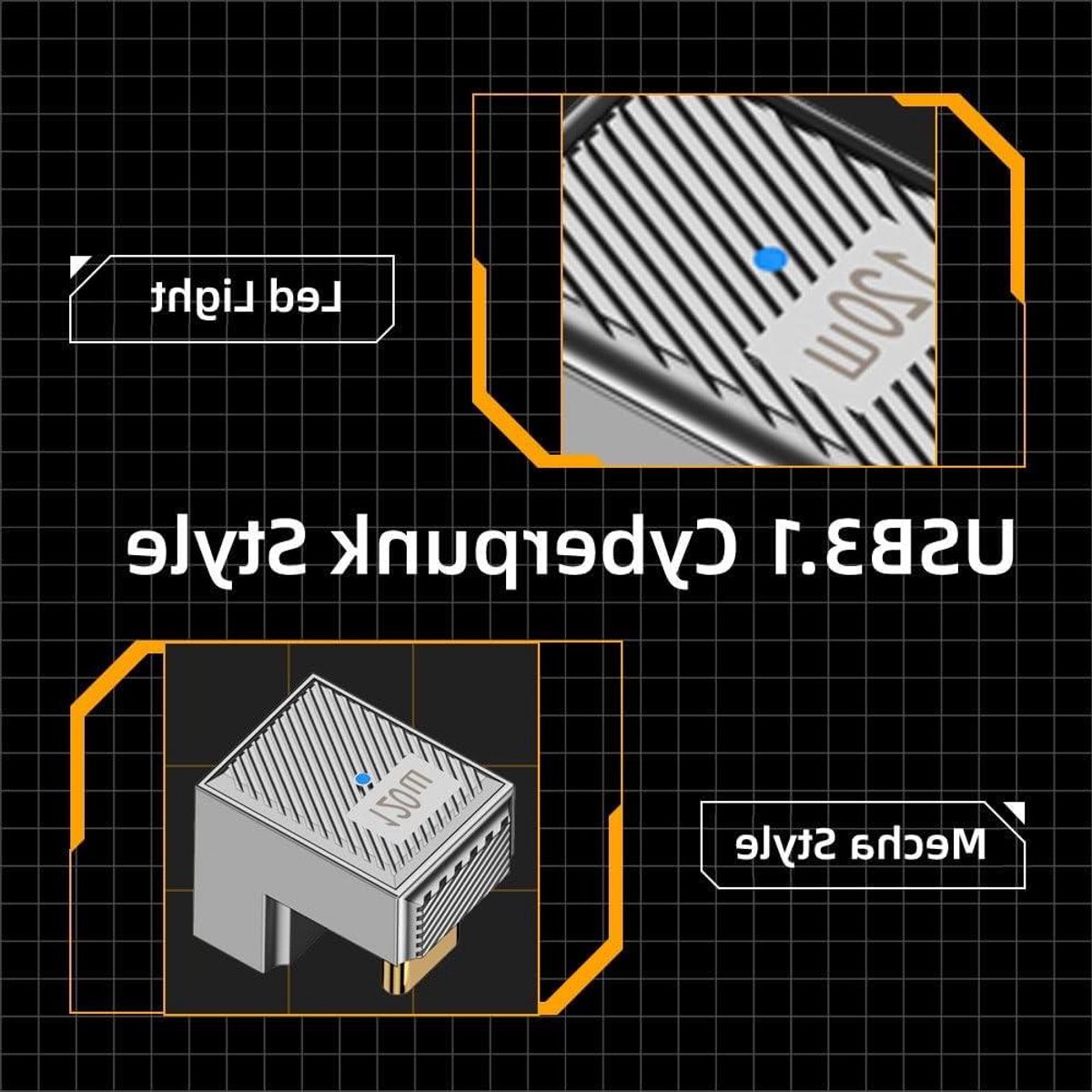 USB-C Adapter - Type C Converter - Data Overzetten - Hoek Ontwerp - 120W Laden - Zilver