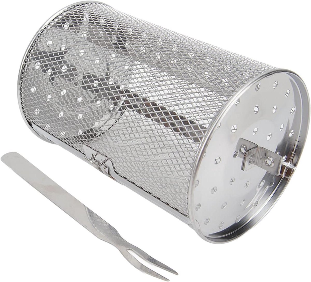 Aqxreight Roestvrijstalen Rollende Grillmand voor BBQ-groenten Vlees Zalm 18 Cm Hoogte Draagbaar Camping Picknick Tuinfeest Non-stick Gaascilinder (18cm Hoogte)