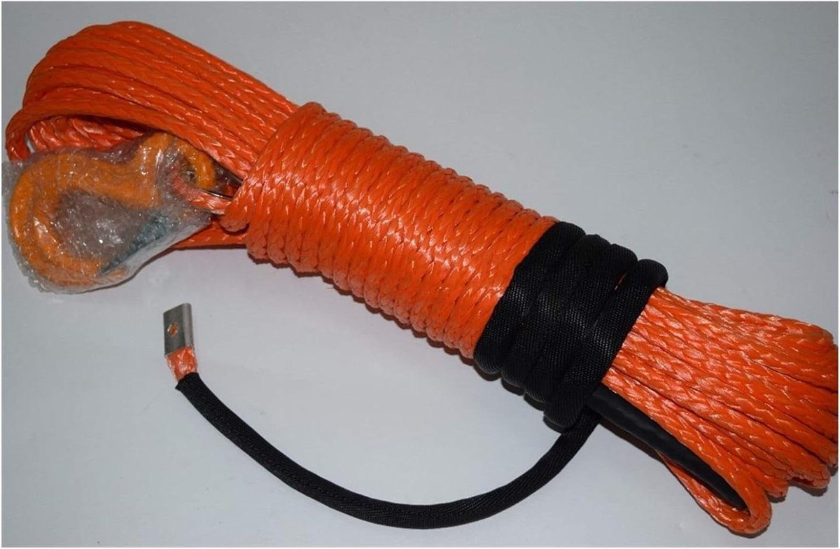 Sleepkabel, 8 Mm X 30 M Oranje Synthetische Lierkabel, Atv-Lierlijn, Offroad-Kabel, Sleepkabels Met Haak, Plasmakabel