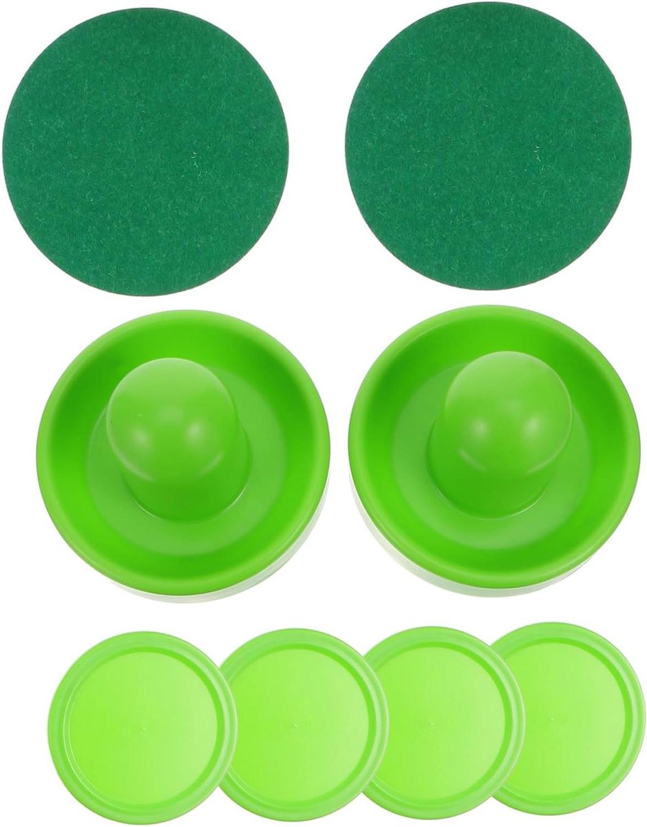Airhockey Onderdelen - Pucks en Pushers - Tafelspel Vervanging - Set voor 2 spelers - 4 Pucks 2 Pushers - Groen