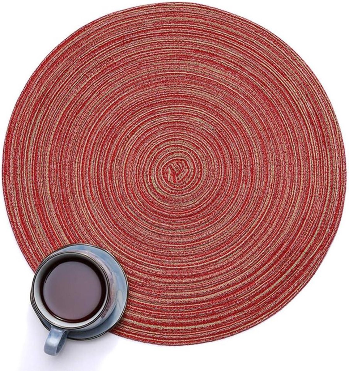 Ronde placemats - Tafelonderleggers - Tafeldecoratie - Hittebestendig antislip - 35 cm - Rood