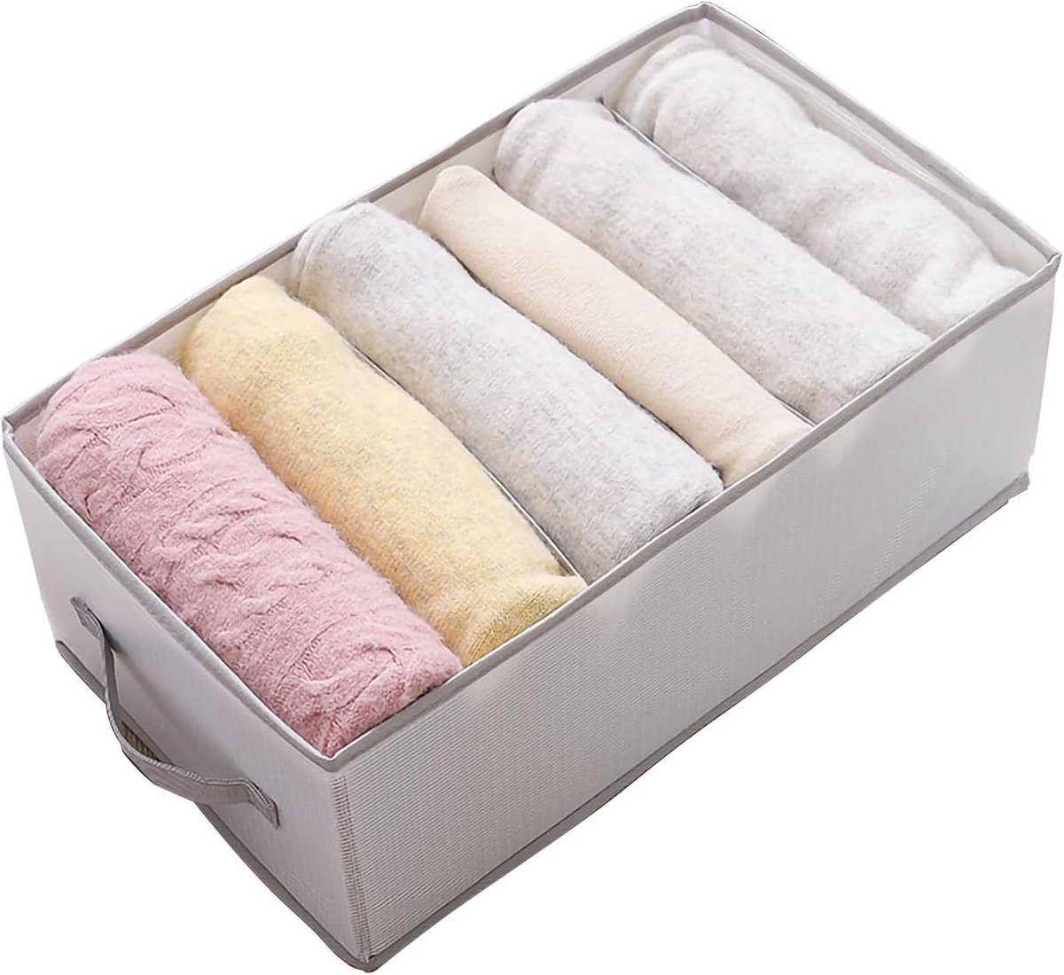 Opbergbox Kleding - Garderobe Organizer - Kasten Opruimen - Vouwbaar Ontwerp - 6 Vakken - Grijs