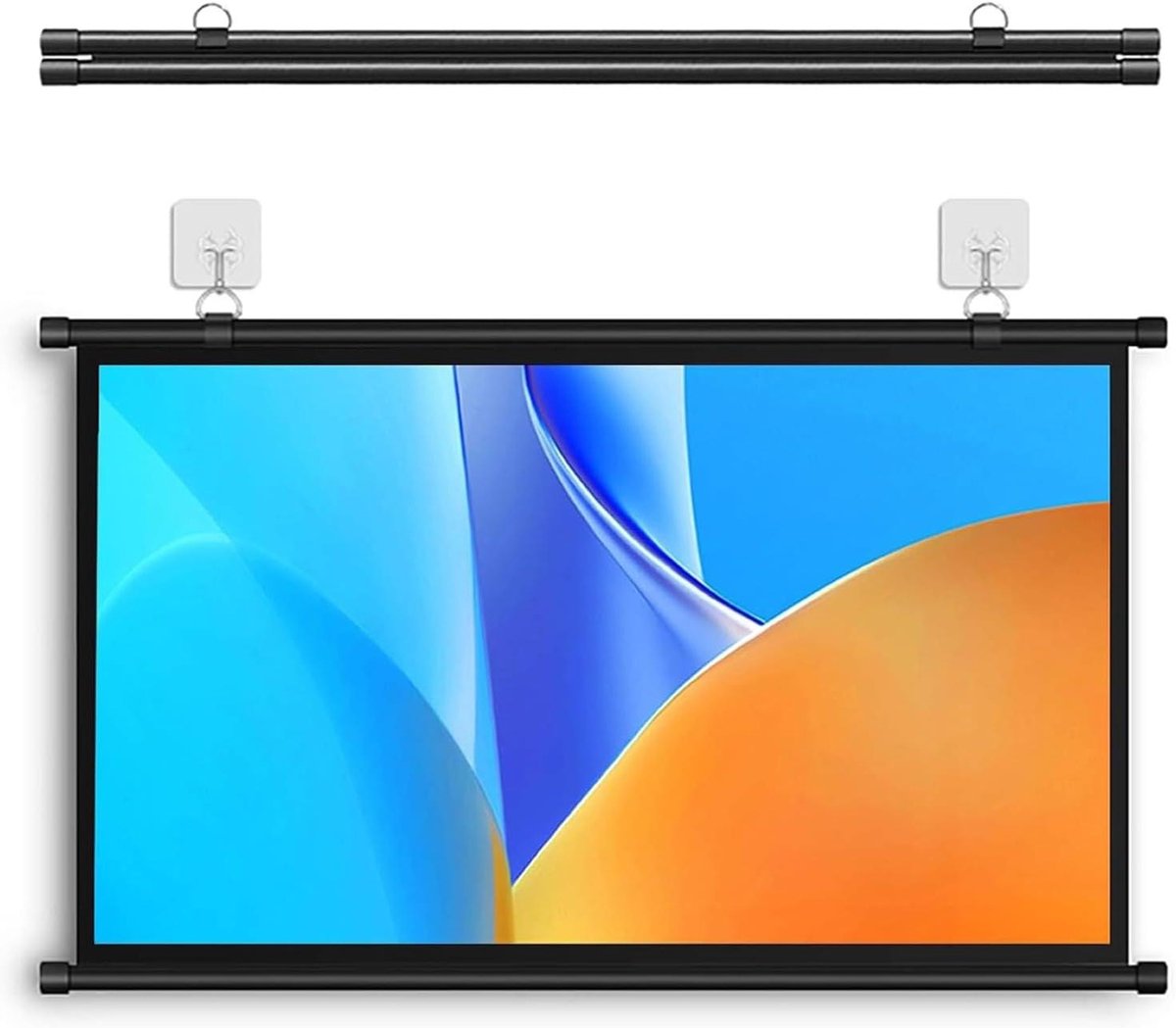 Projectiescherm Handmatig - Uitschuifbaar Filmscherm - Thuisbioscoop Creëren - Wand of Plafond - 60 Inch - Wit