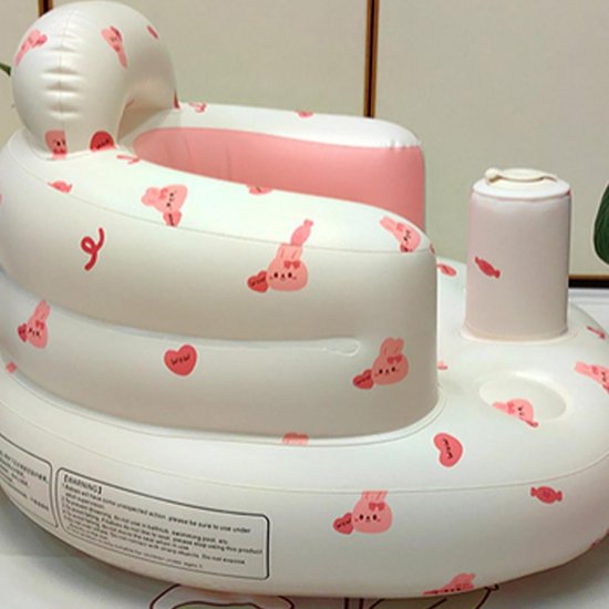 Baby Inflatable Seat Portable Baby Bath Floor Seat Summer Air Chair Cute Rabbit Design Baby Seat for Babies from 3 Months — afbeelding 4
