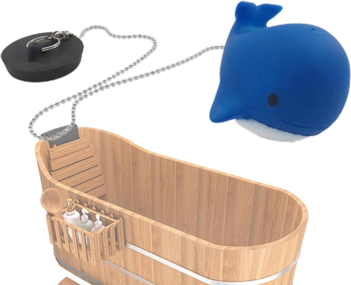 Afvoerstop met ketting - Badstopper rubber - Waterdicht afsluiten - Strakke afdichting - 42-45 mm - Wit