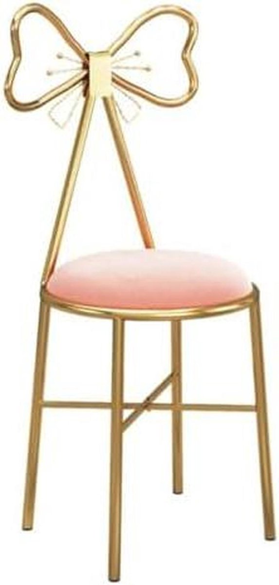Make-up kruk - Kaptafel stoel - Schoonheidsroutine - Vlinder rugleuning - 80 cm hoogte - Roze