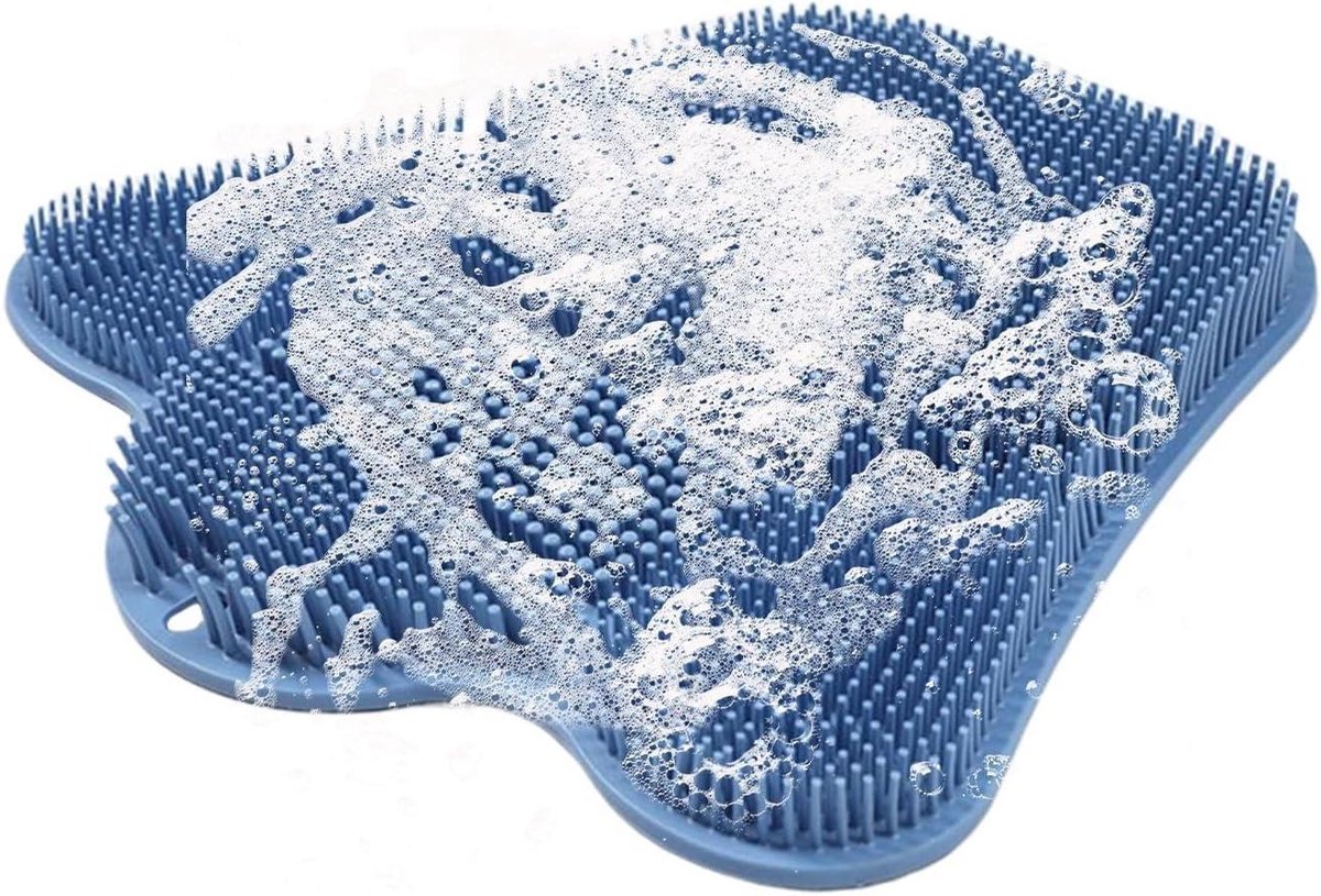 Voet Scrubber Mat - Douche Schrobber - Huid Reinigen - Antislip Zuignappen - 32 cm - Blauw