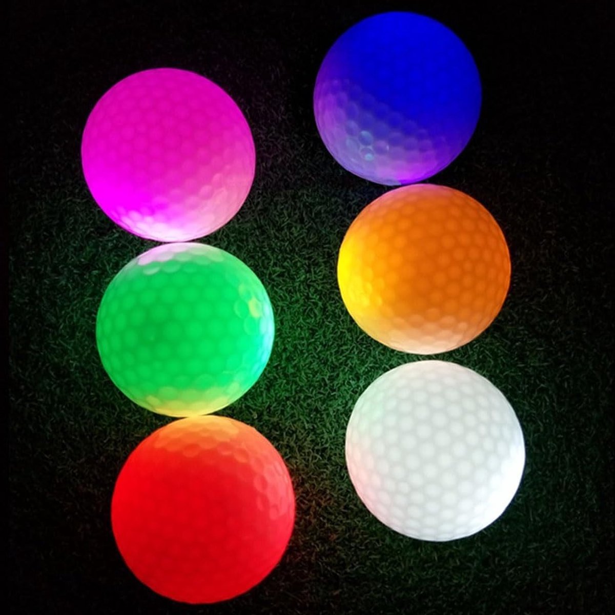 Verlichte Golfballen voor Nachttraining - Set van 6 LED Golfballen in Diverse Kleuren voor Verbeterde Zichtbaarheid en Lange Afstanden