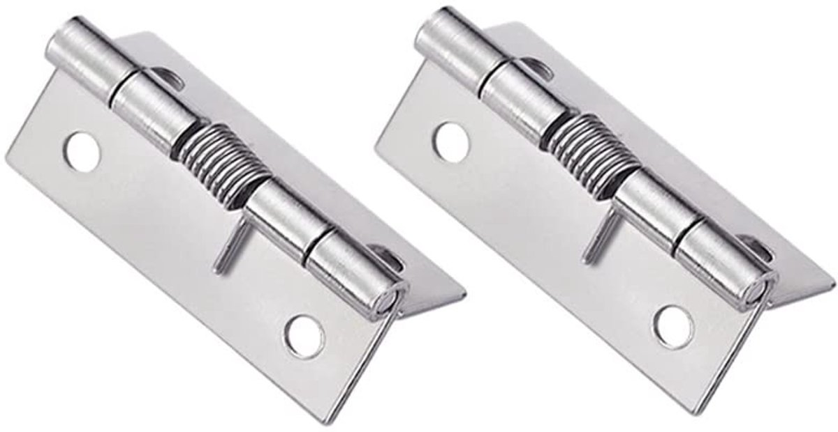 Cosensi - Dailygoods - Set van 2 Zelfopenende Veerscharnieren van Roestvrij Staal