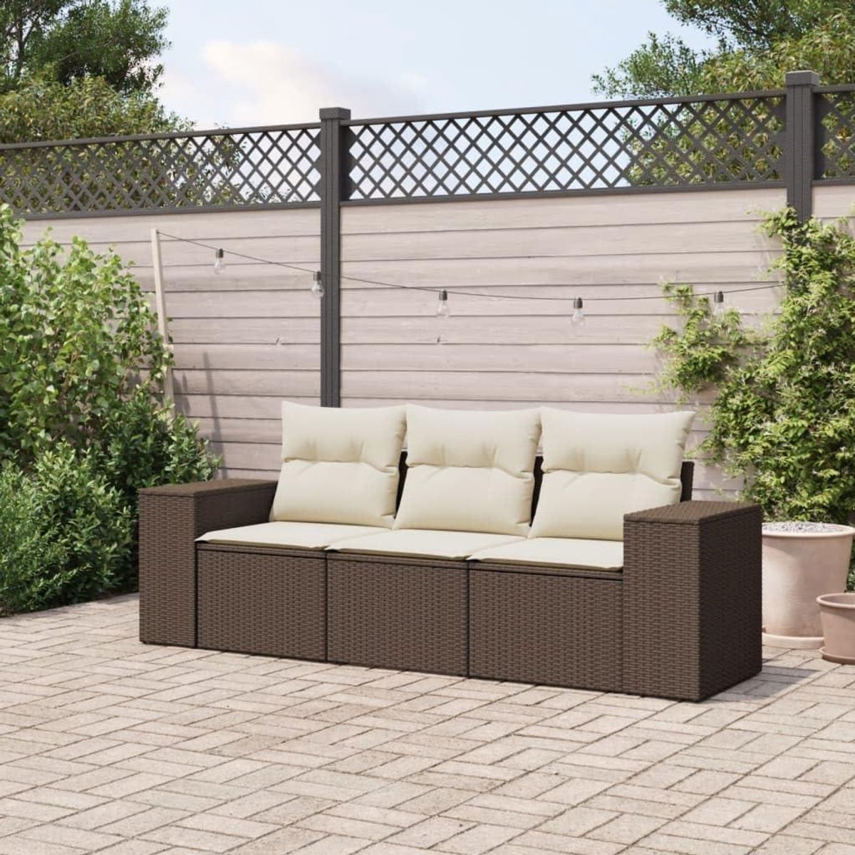 Tuinbankset 3-delig - Loungeset terras - Buiten ontspannen - Met opbergruimte - 83 cm breed - Bruin