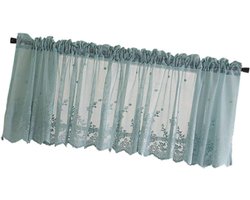 Keuken Gordijnen - Korte Vitrage - Raam Decoratie - Kant Design - 130 x 41 cm - Blauw