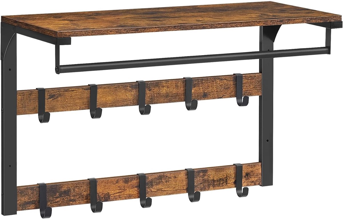 Wandkapstok met Hoedenplank - Kapstok - Wandplank - Halmeubel