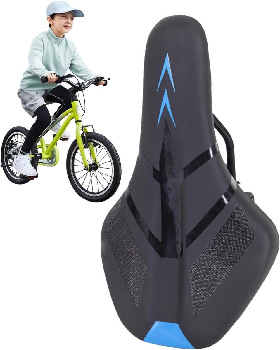 Fietszadel Kussen - Kinderzadelhoes - Comfortabel Fietsen - Antislip Ontwerp - 24 x 145 cm - Blauw
