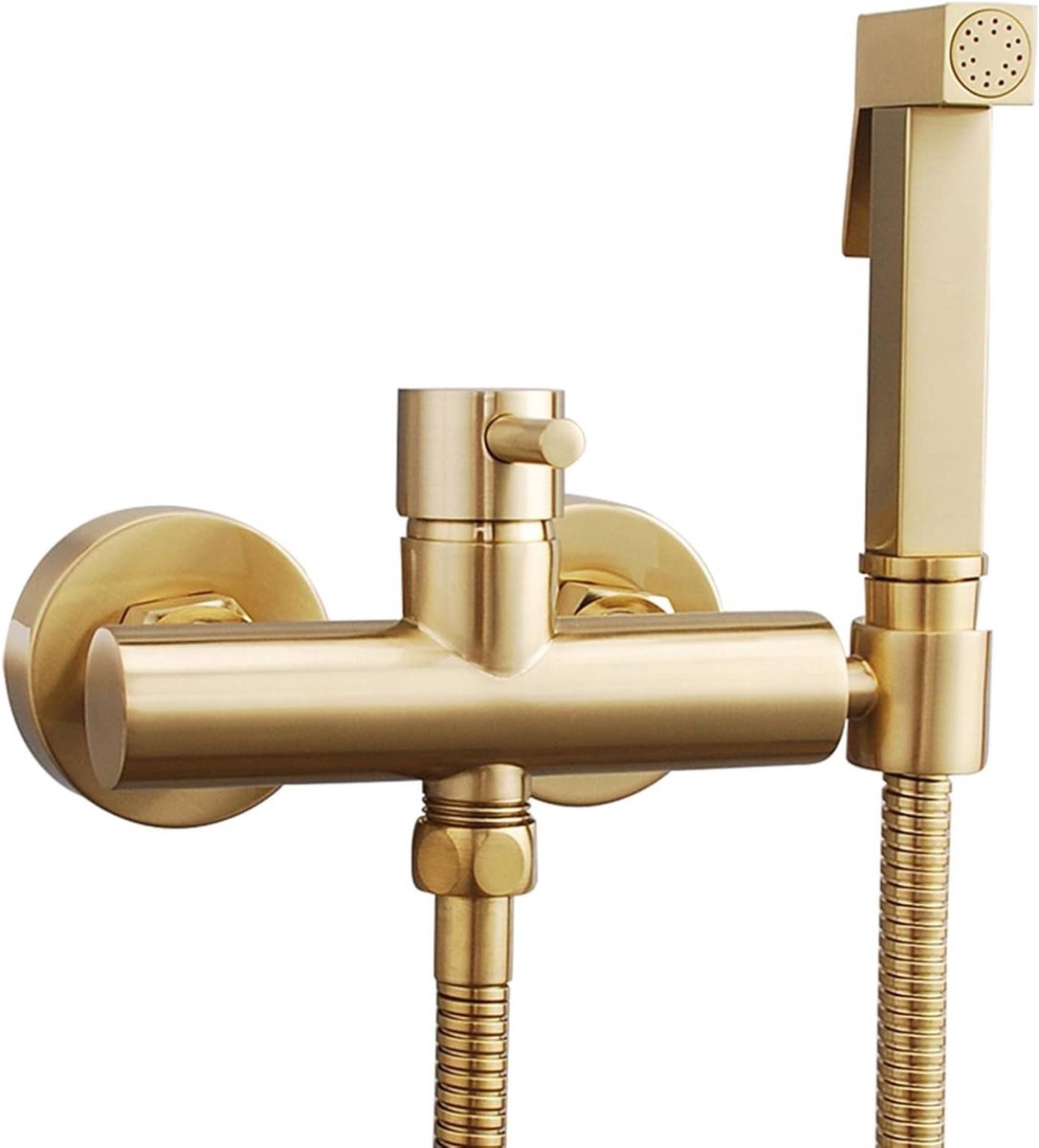 Handdouche Set - Toilet Douche - Persoonlijke Hygiëne - Geborsteld Goud - 1.5 M Slang - Goud