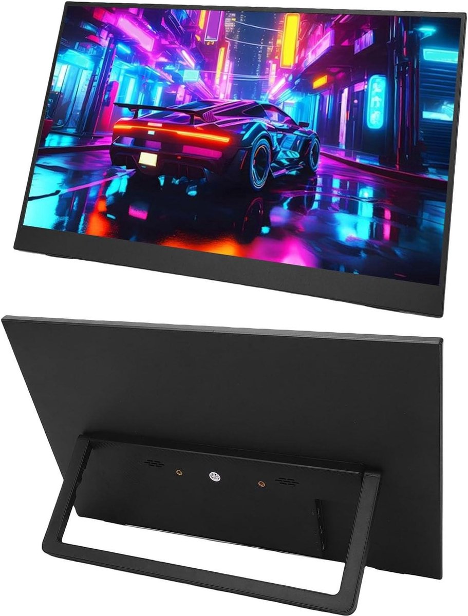 Portable Monitor, 15,6 Inch 1920x1080 HD Laptopscherm Extender, HDR HDMI USB C Travel External Display met Stand, Ultra Slim Gaming Monitor voor RASPI voor OS -telefooncomputer