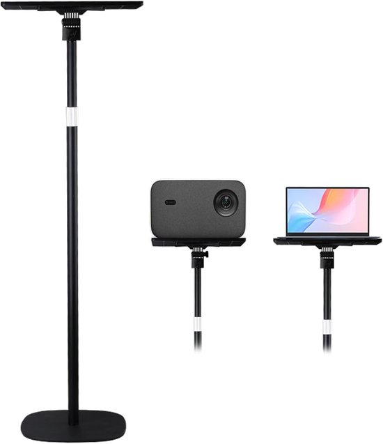 Projectorstatief verstelbaar 54-129 cm met wieltjes, laptopplank, anti-slip, draaggewicht 7 kg