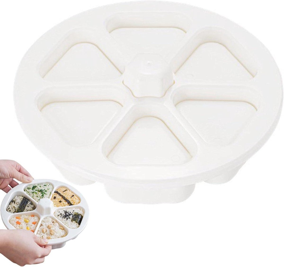 Sushi Mold Set - Rijstbal Mallen - Sushi Maken - Vaatwasmachinebestendig - 6 Gaten - Wit