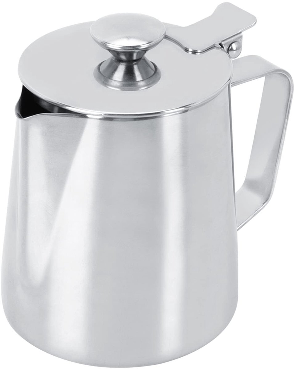Dailygoods - Roestvrijstalen Melkschuimkruik met Deksel (350 ml)