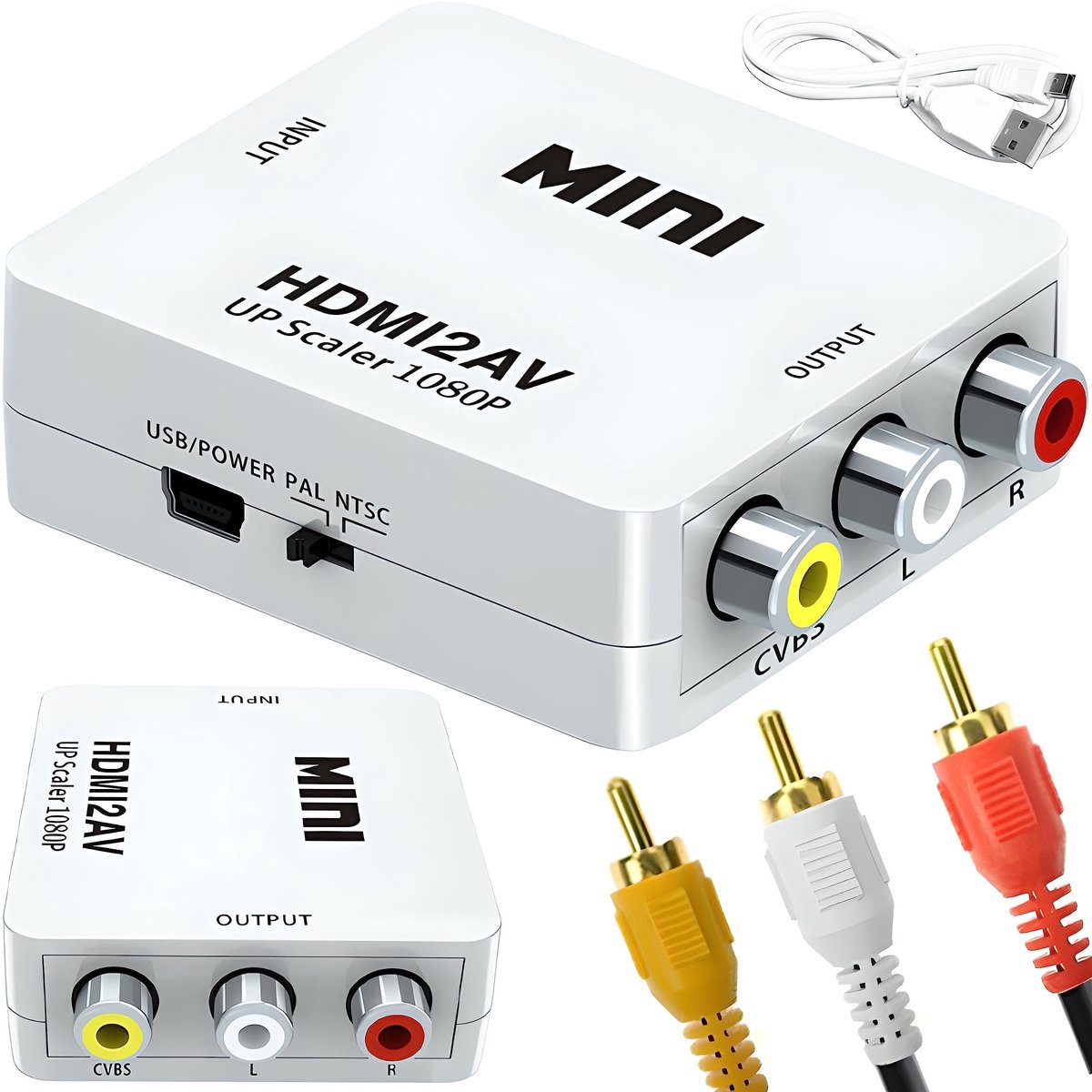 Dailygoods - HDMI naar RCA Converter met USB Oplaadkabel