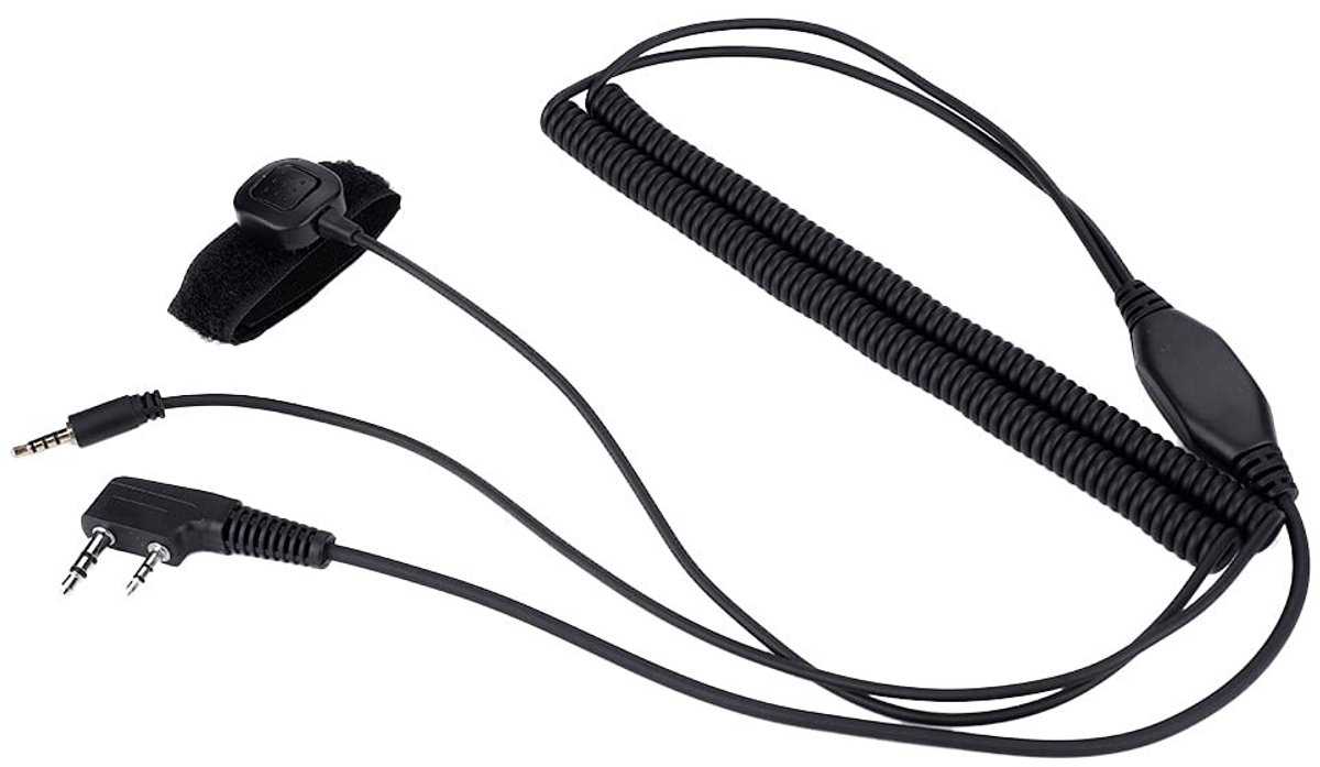 Dailygoods - Dailygoody - Hoofdtelefoonkabel - Bluetooth Hoofdtelefoon - PTT-knop voor Walkietalkie - 90 cm - Rekbaar en Duurzaam - Geschikt voor UV-5R V3 V6