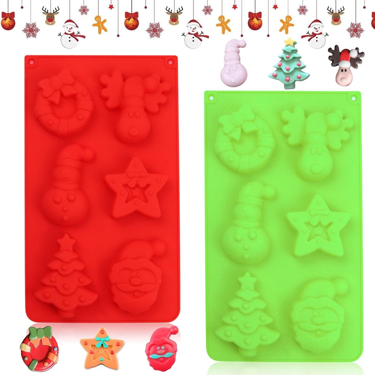 Dailygoods - Set van 2 Siliconen Bakvormen voor Kerstmis
