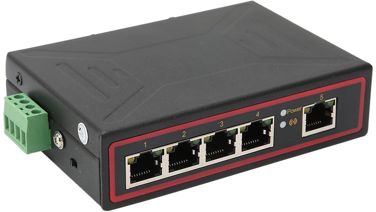 Dailygoods - 5-Poorts Industriële Ethernet DIN-Railschakelaar met Redundante Voeding