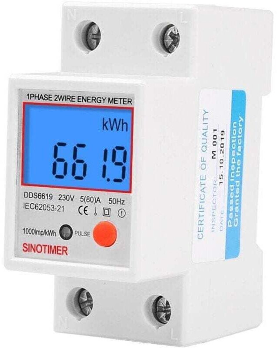 Eenfasige elektriciteitsmeter, XU, MID-gecertificeerd, maximaal 45A modulair, enkelvoudig tarief, LCD-display.