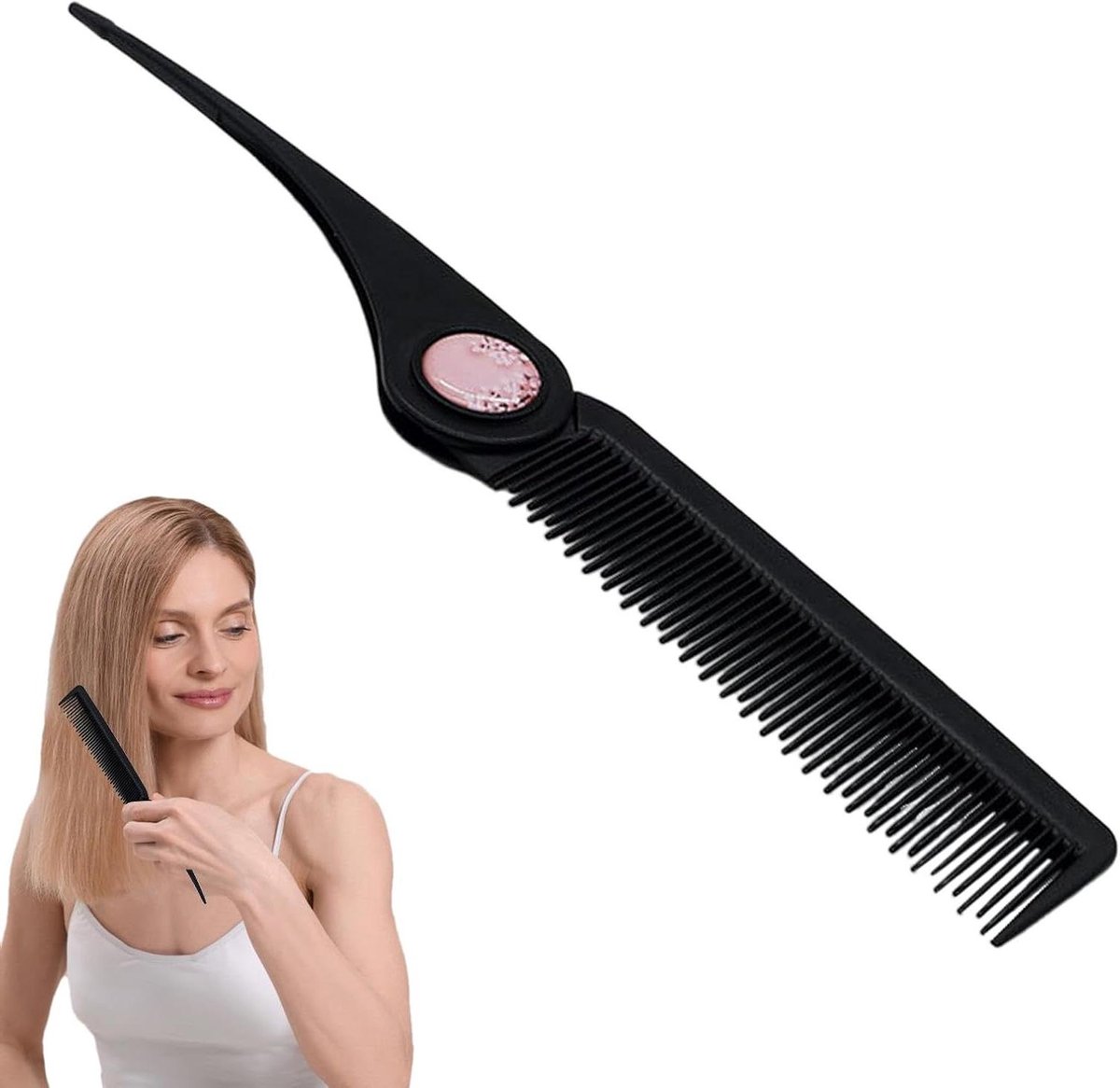 Haarstaartkammen Vrouwen - Ontwarrende Stylingkam - Haar Stylen - Opvouwbaar Ontwerp - Compact Formaat - Zwart