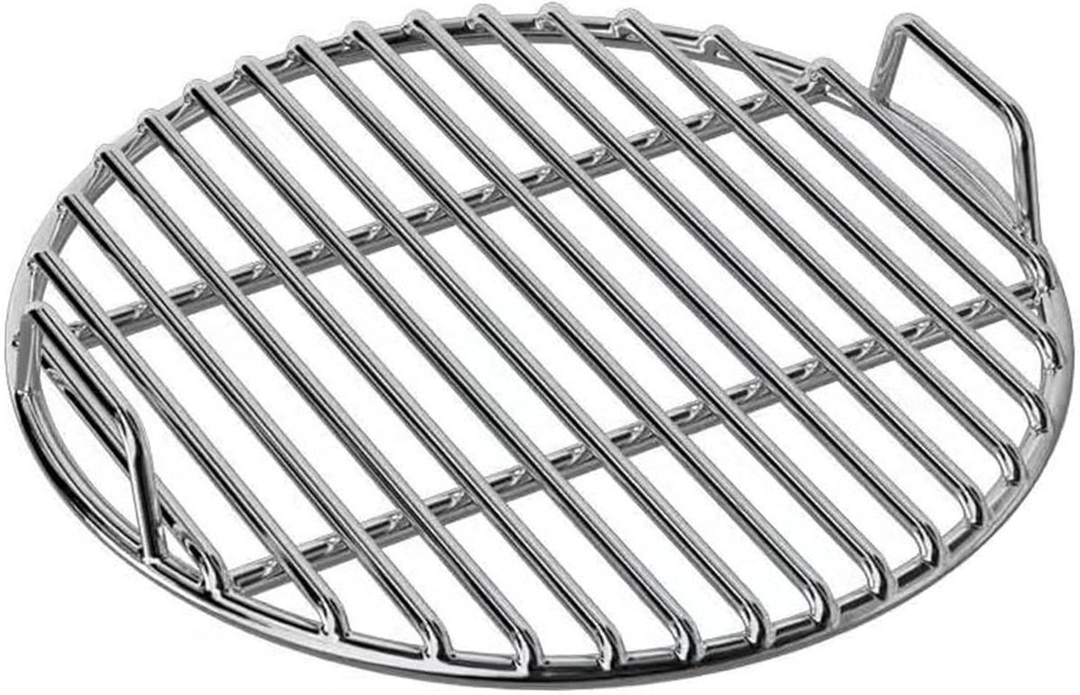 Rond Grillrooster BBQ Rooster Buiten Koken Hittebestendige Handgrepen 50 cm Diameter Zilver