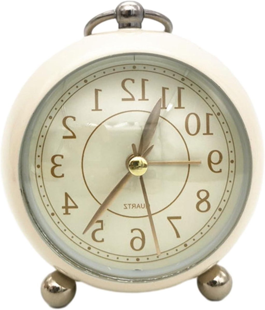 Vintage Wekker - Tafelklok Ring - Wakker Worden - Stil Mechanisme - 35 Inch - Beige