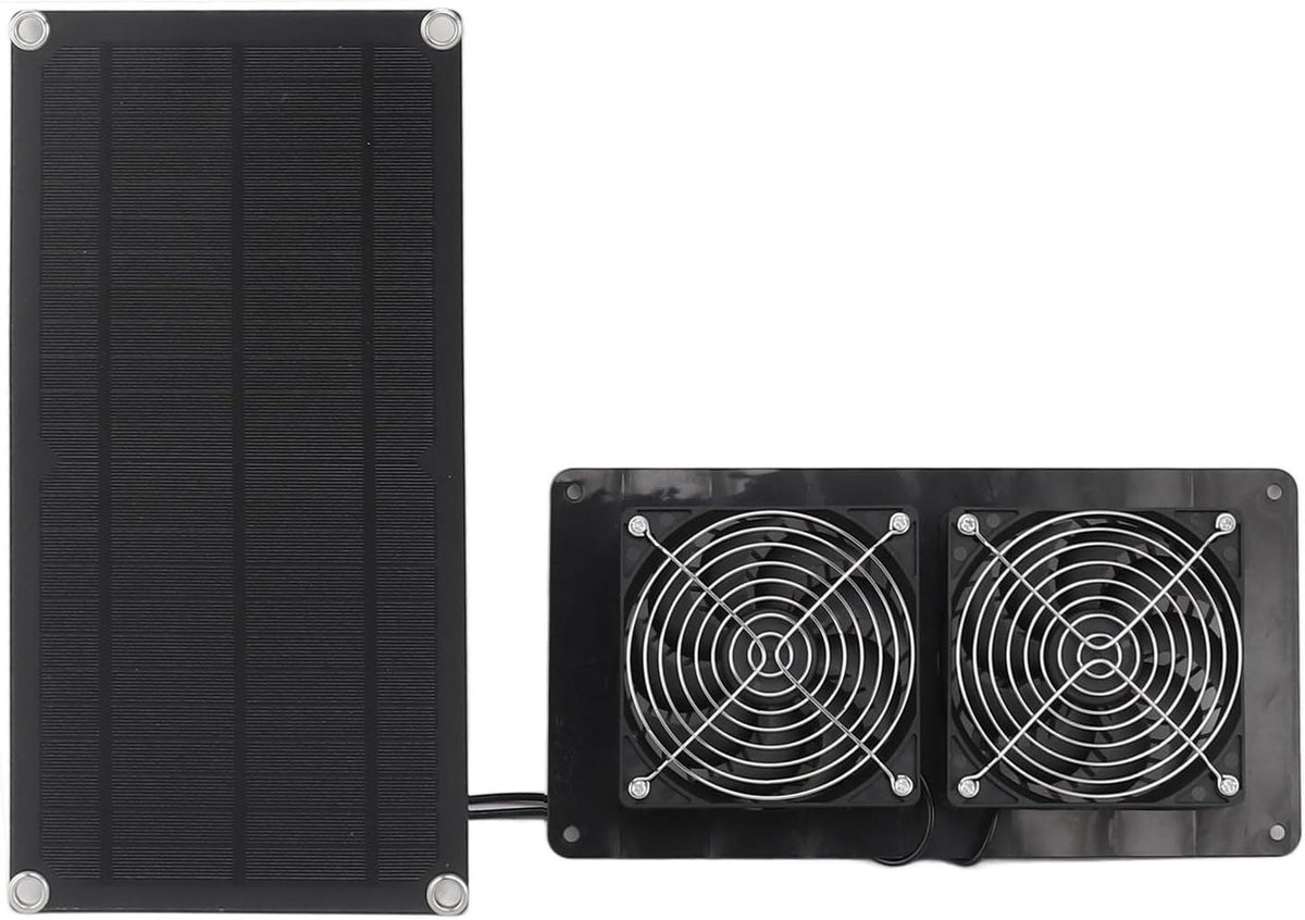 Afzuigventilator Zonne-energie - Dubbele Ventilator - Luchtcirculatie Buiten - Hoog Rendem