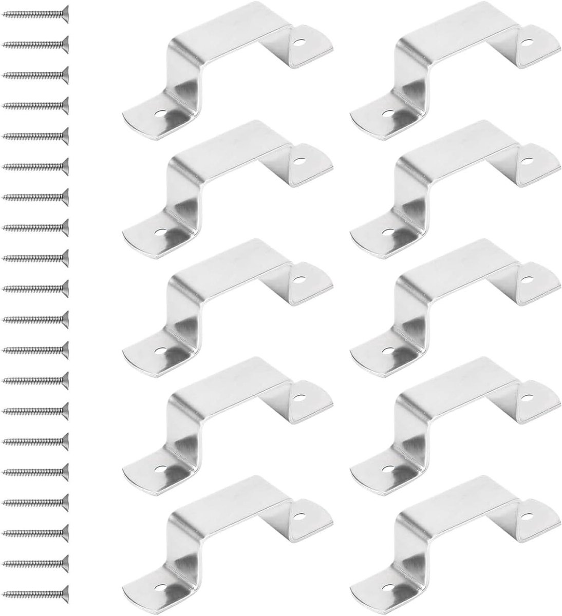 Hekdraadklemmen - Paalhouders - Hekbevestiging - Roestvrij staal - 10 stuks - Zilver
