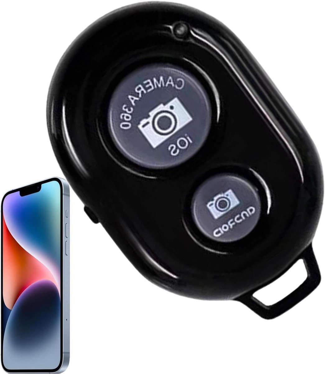 Telefooncamera Afstandsbediening - Draadloze Klikker - Zelfportretten Maken - Compact Ontwerp - 15m Bereik - Zwart