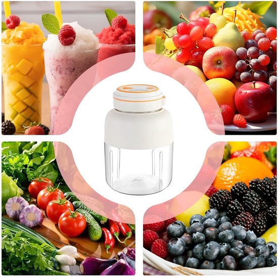 Draagbare Blender - Mixbeker Juicerfles - Drankjes Maken - Verstelbare Snelheid - 1300ml - Wit — afbeelding 4
